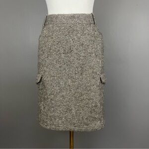 Eddie Bauer NWT Size 12 Tall Wool Blend Cargo Short Skirt Gray Herringbone Lined